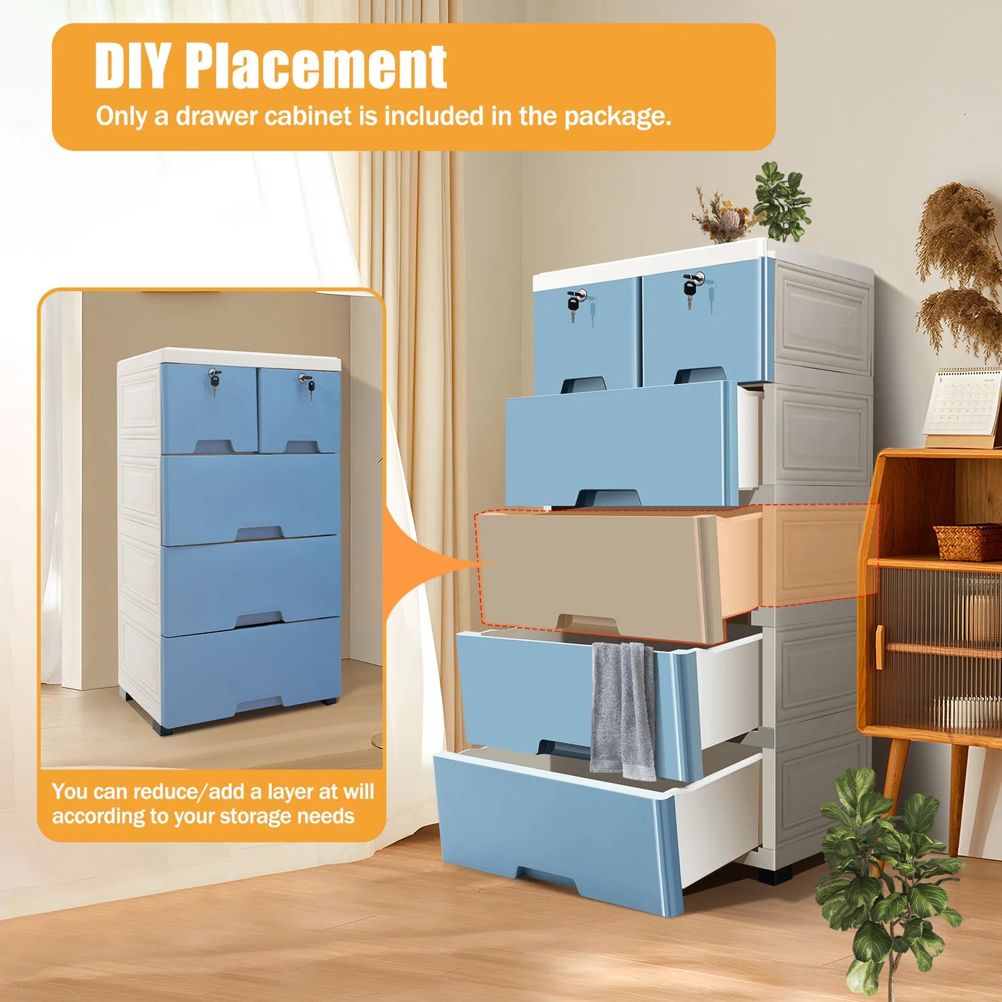 Classic 6 Drawer Plastic Dresser Storage Tower Closet Organizer Unit