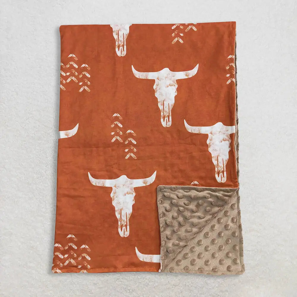Brown Bull Skull Baby Kids Western Blankets Soft Cozy Decorative Throw Blankets for Kids And Babies 29*43 inches