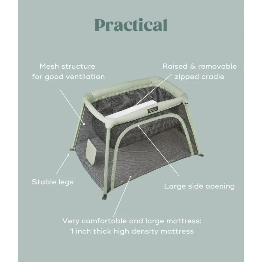 Moov Comfy 3-in-1 Travel Crib Pack and Play Lightwght Baby Playpen Portable Play Yard and Infant Bassinet