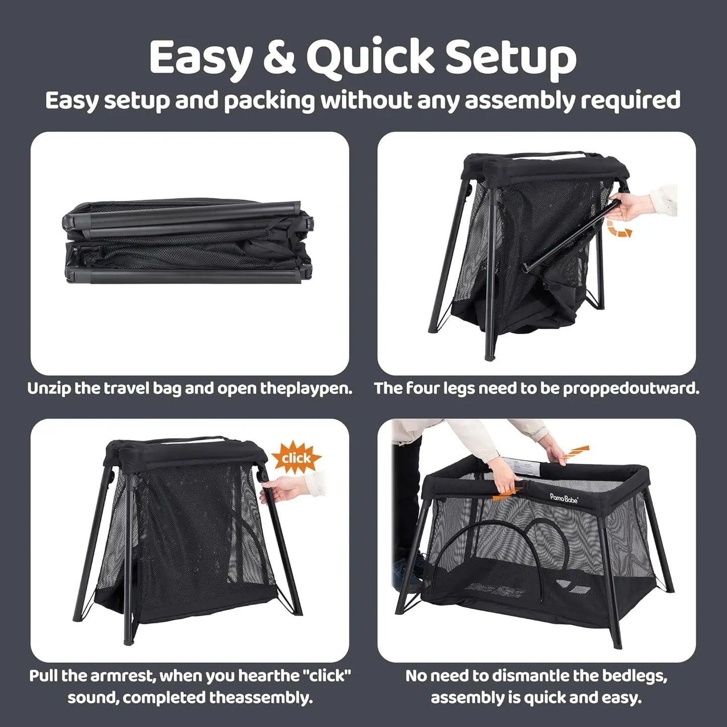 Lightweight Portable Travel Crib Playpen with Bassinet for Babies - Easy Setup & Safe Play