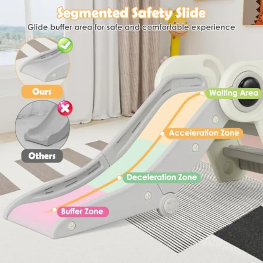 Toddler Slide Foldable Slide for Toddlers Aged 18+ Months 2 in 1 Indoor Folding Freestanding Baby Climber Playset Playground