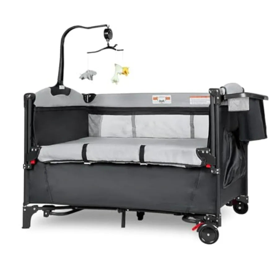 5 in 1 Baby Bassinet Portable Crib Bedside Sleeper with Diaper Changer Playard Travel Pack and Play Newborn to Toddler