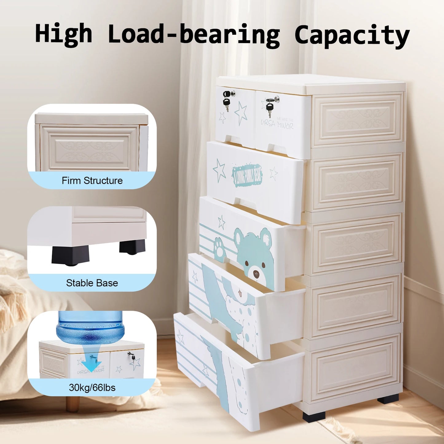 Storage Cabinet with 6 Drawers Plastic Drawers Dresser Closet Dresser Organizer