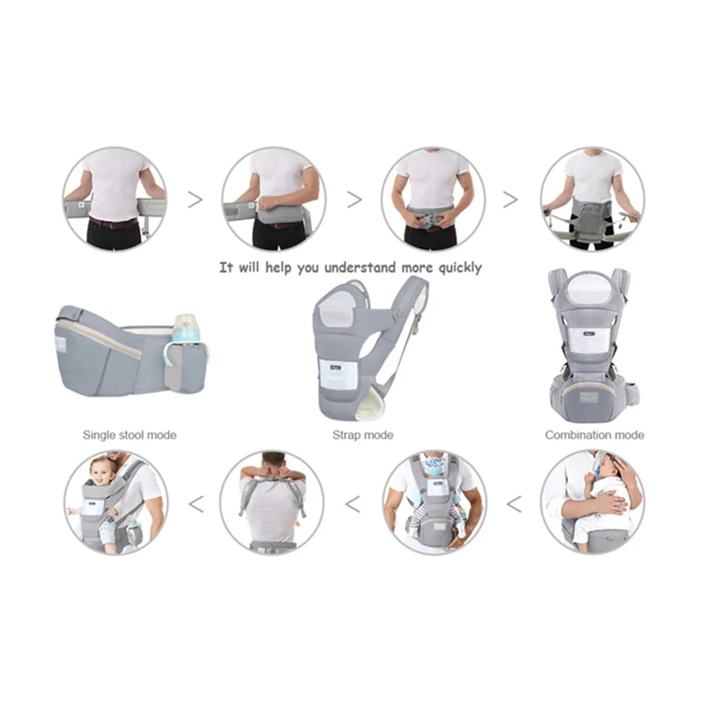Ergonomic Baby Carrier Backpack Infant Baby Hipseat Carrier Front Facing Ergonomic Kangaroo Baby Wrap Sling Travel Backpack