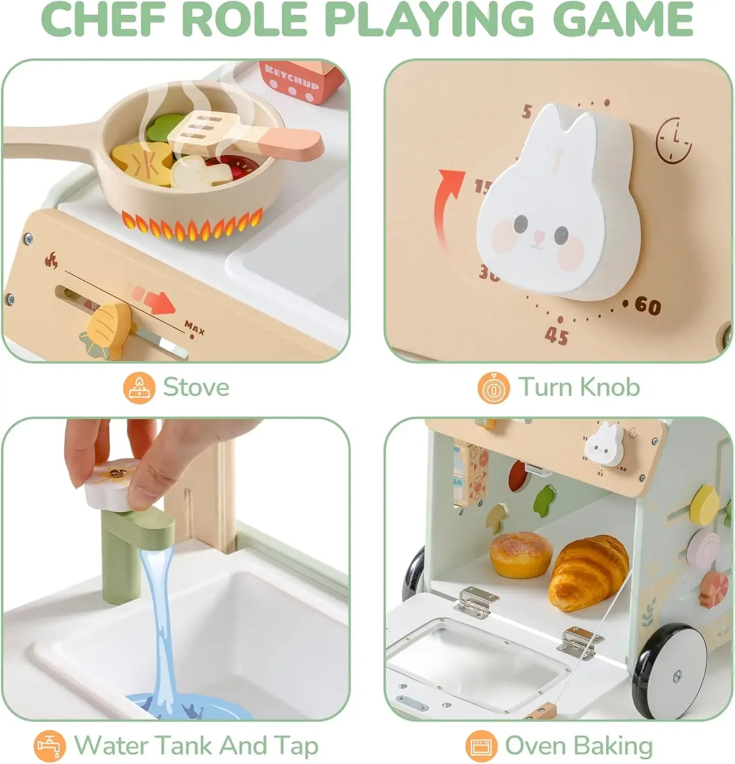 Robud Adjustable Height Speed Wooden Baby Walker Push Toy