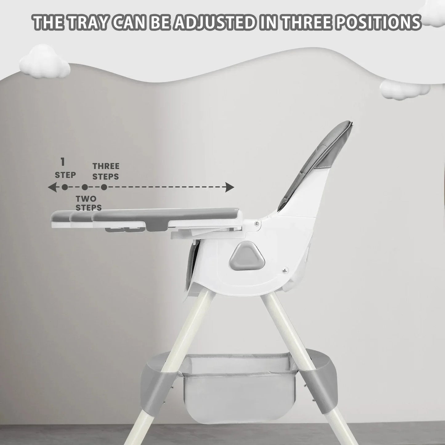 Foldable Baby High Chair 6 Months Plus, with Large Anti slip Pad & Toy Rack