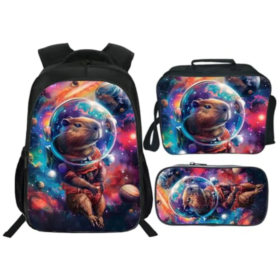 Backpack School Bookbag 16inch Schoolbag With Lunch Box Bag And Pencil Case Set For Boys Girls