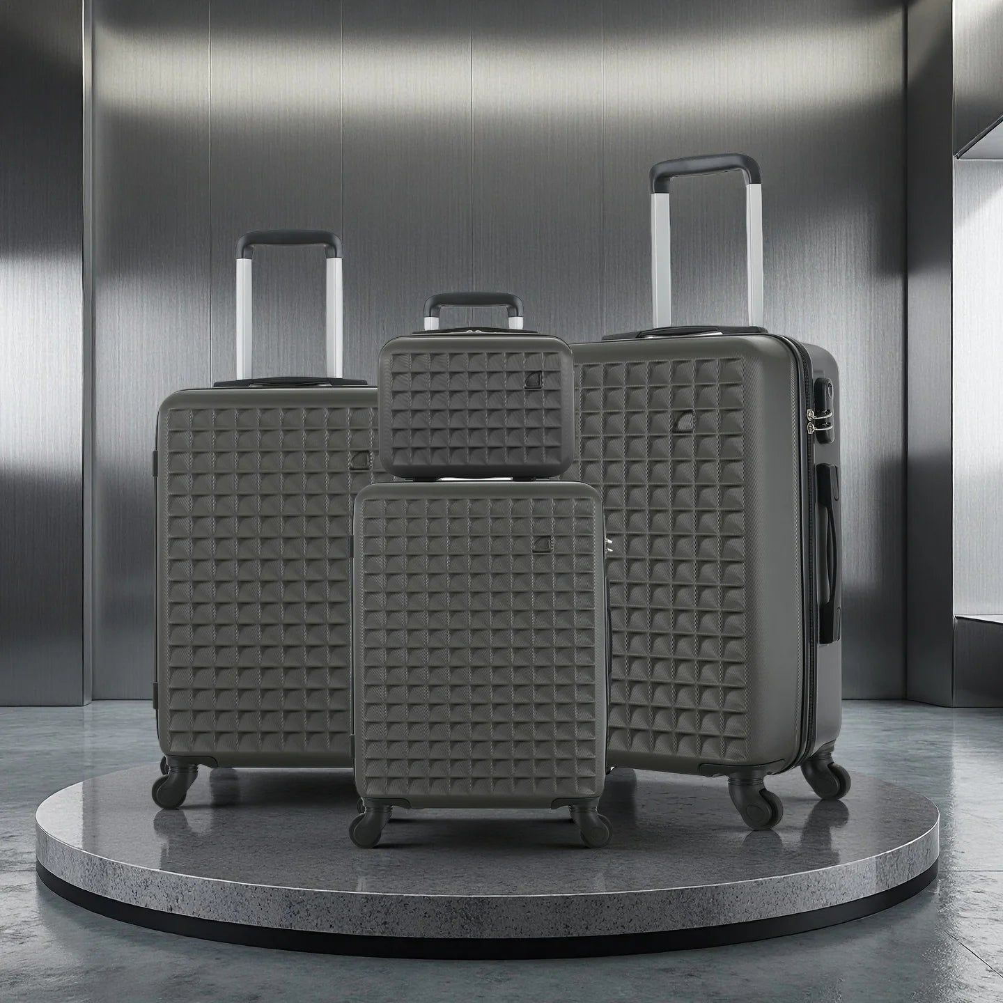 4-Piece ABS Hard side Spinner Luggage Sets (18/23/27 Inch + 13 Inch Cosmetic Case)