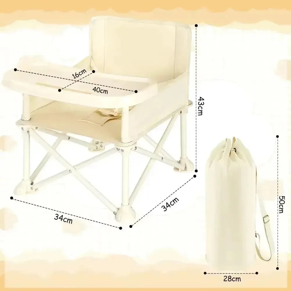 Foldable Portable Baby Dining Chair with Safety Belt & Storage Bag