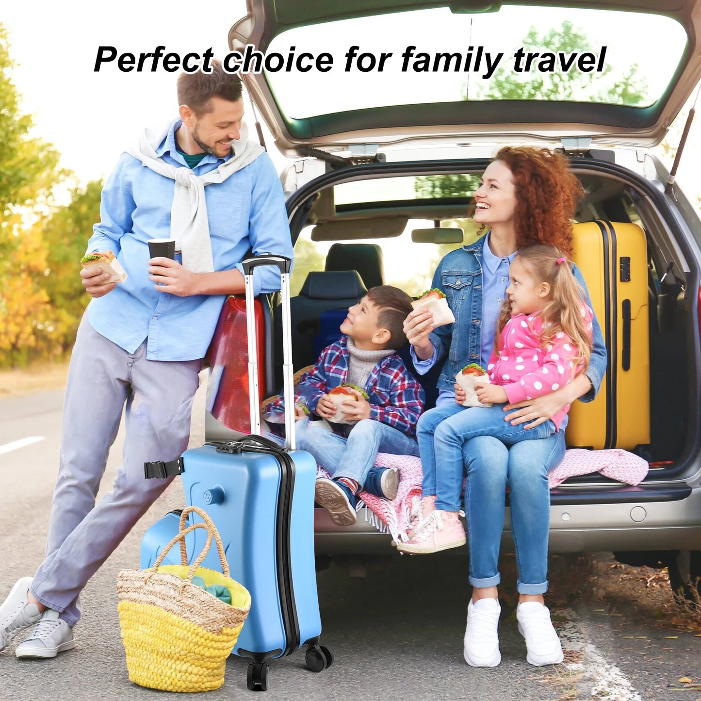 Ride-On Luggage, 24 Inch Portable Kids Travel Suitcase with Password Lock and Durable Wheels for Summer Camps and Sleepovers