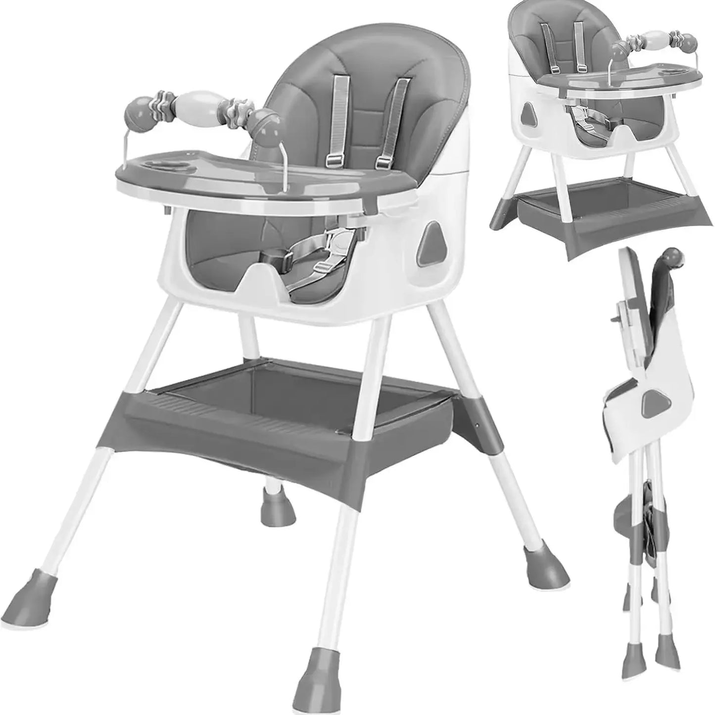 Foldable Baby High Chair 6 Months Plus, with Large Anti slip Pad & Toy Rack