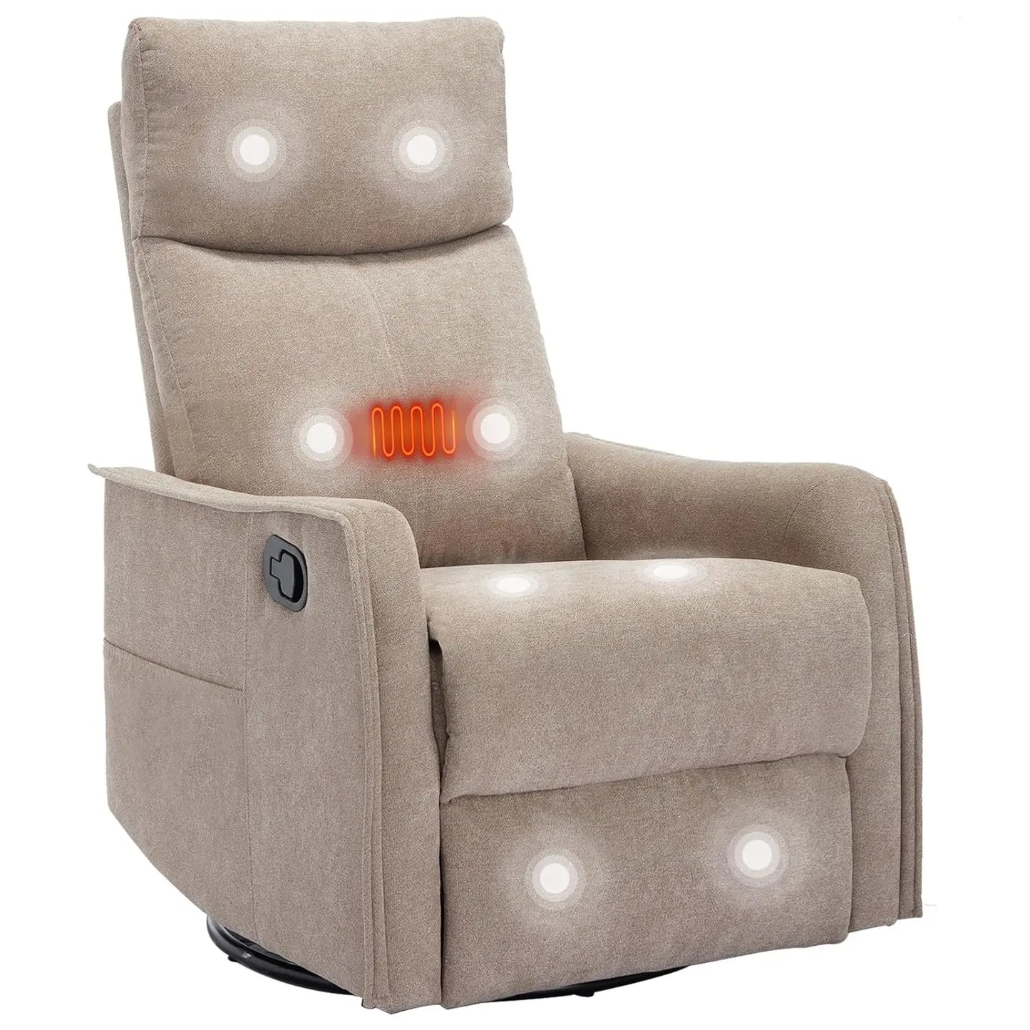 360 Swivel Rocking Recliner Chair for Adults, Nursery Rocking Chair with Heat and Massage, Glider Reclining Chair