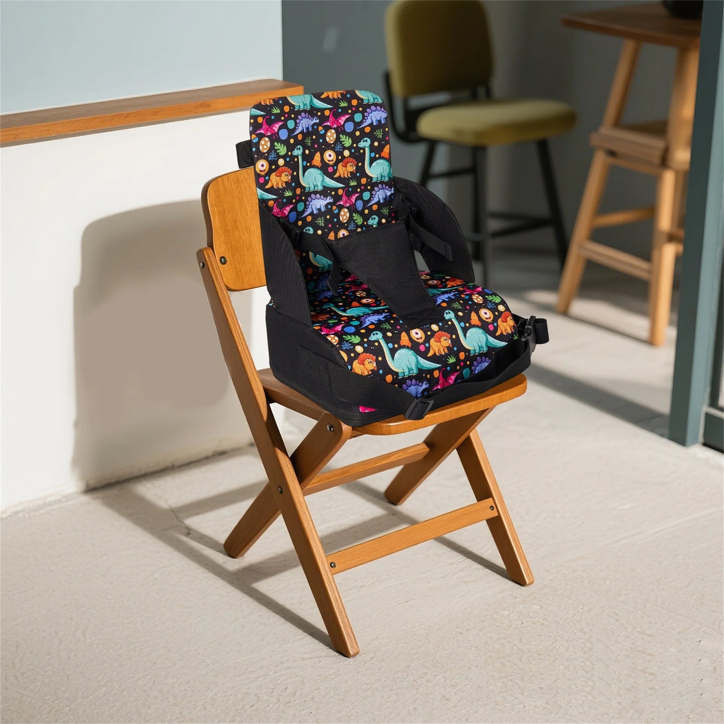 Portable Toddler Booster Seat with Non-Slip Bottom and Safety Straps for Dining Table - Comfortable Baby Booster Seat