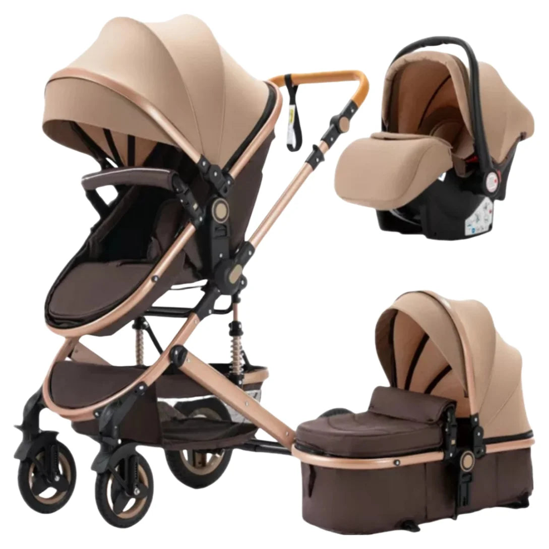 2-in-1 High View Stroller With Safety Seat, Cradle Mode, Foldable Shockproof Stroller With Reversible Seat