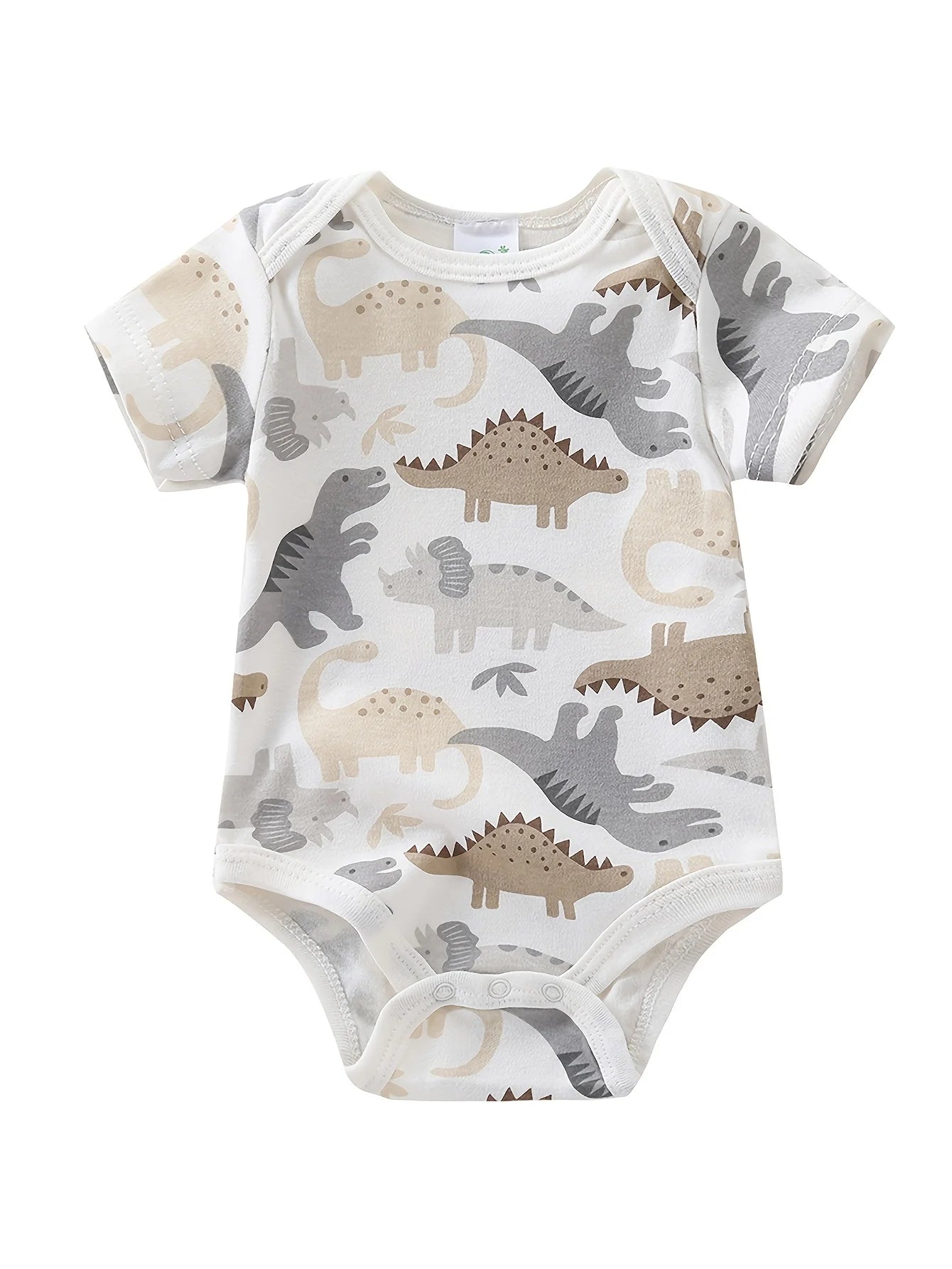 5pcs Newborn Baby Boy Short Sleeve Bodysuits, Cotton Cute Dinosaur Cartoon Rompers, Infant 1pc Jumpsuits, Round Neck Summer Outfits, Hospital Bag Essentials