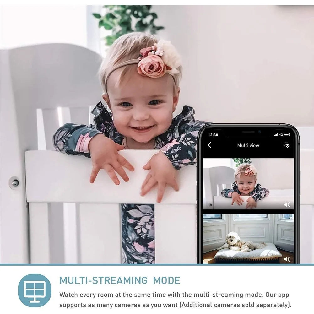 Lollipop Baby Monitor with True Crying Detection (Cotton Candy) - Smart WiFi Baby Camera - Camera with Video, Audio and Sleep