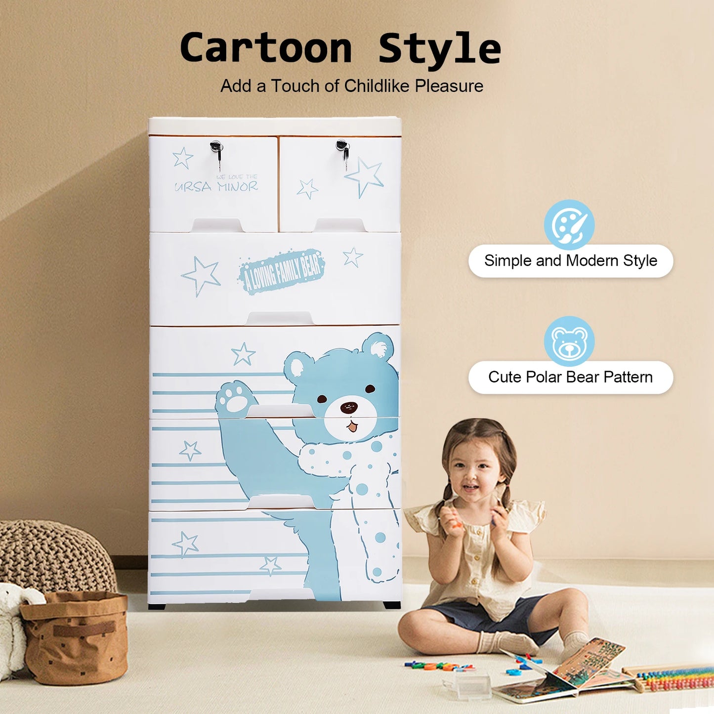Storage Cabinet with 6 Drawers Plastic Drawers Dresser Closet Dresser Organizer