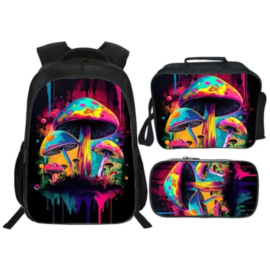 Backpack School Bookbag 16inch Schoolbag With Lunch Box Bag And Pencil Case Set For Boys Girls