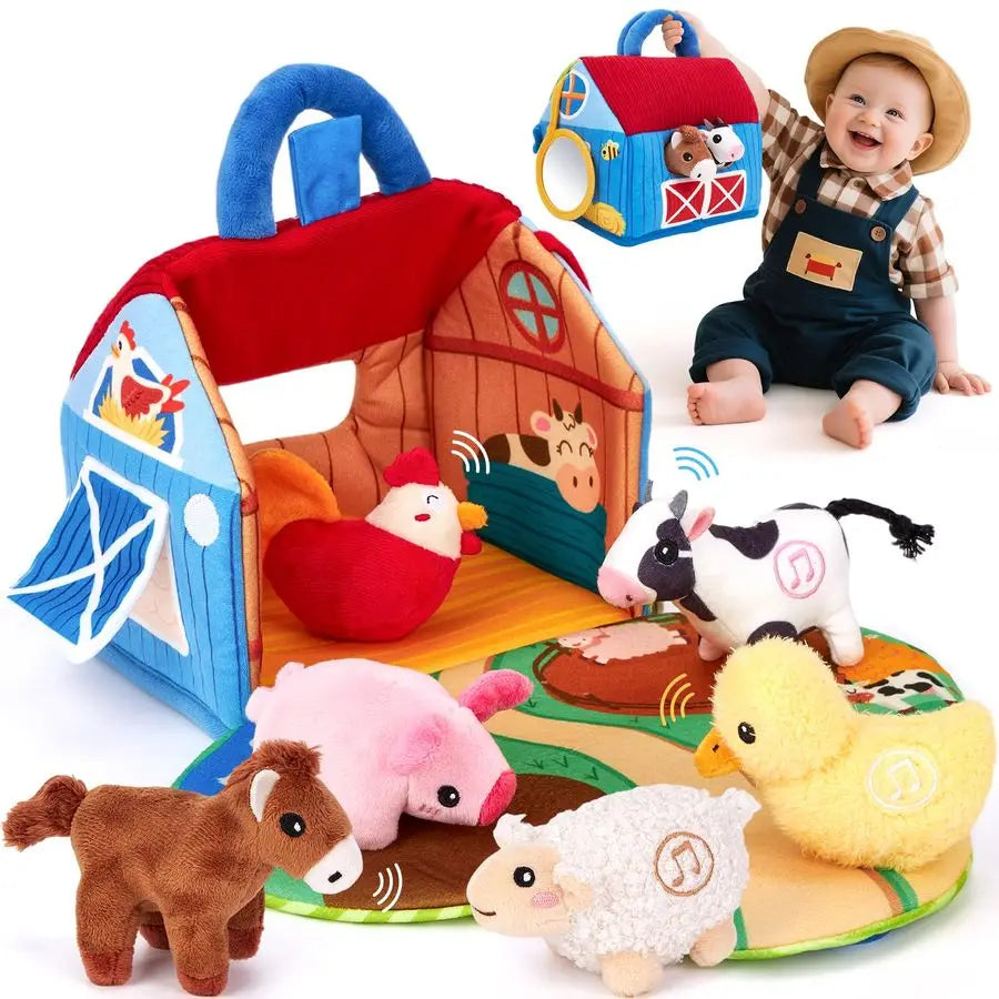 Baby Toys 612 Months Surprise Barn with Stuffed Farm Animals with Real Sounds Montessori Toys for 6 Month Old Baby 1 Year