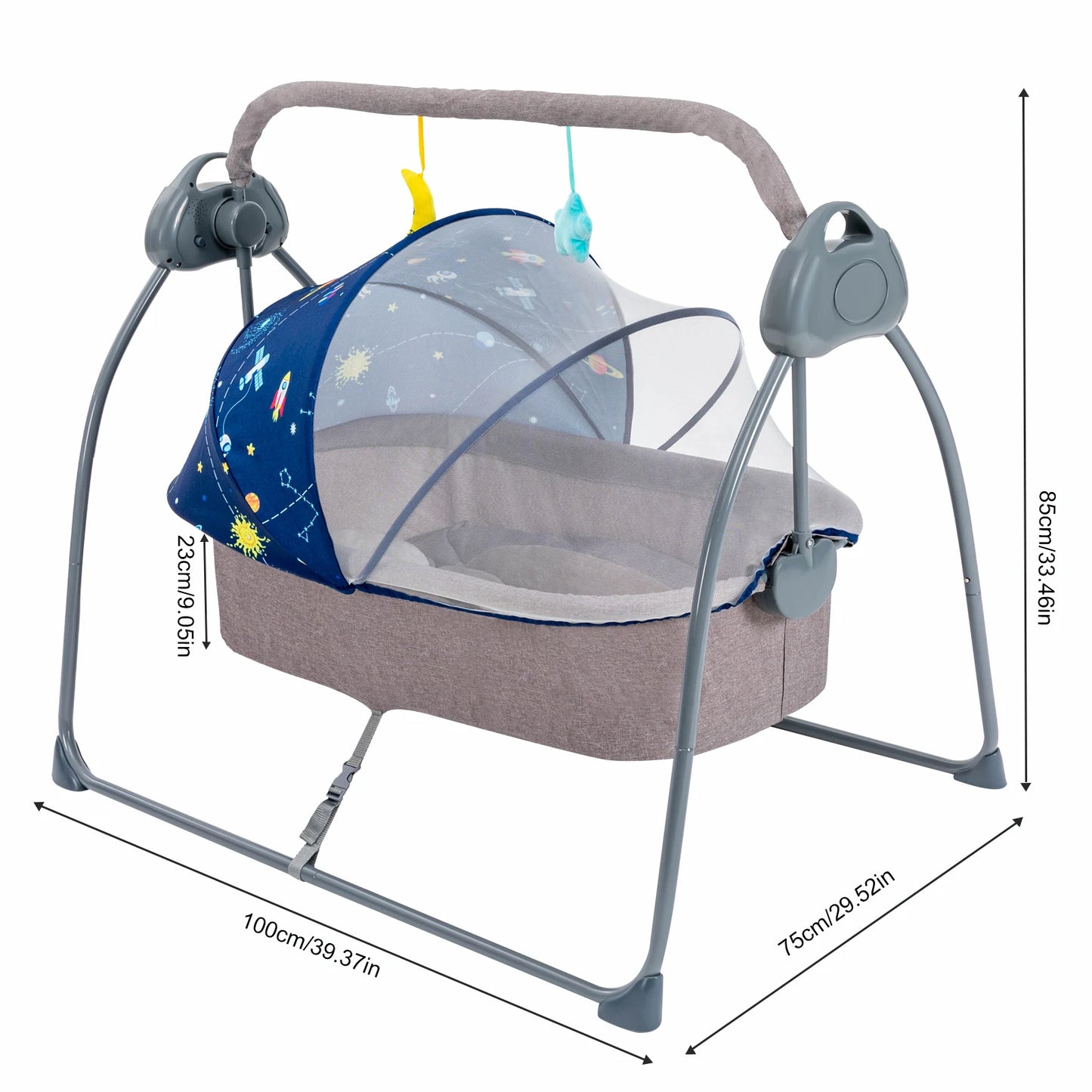Baby Cradle Swing 5 Speeds Electric Stand Crib Auto Rocking Chair Bed with Remote Control