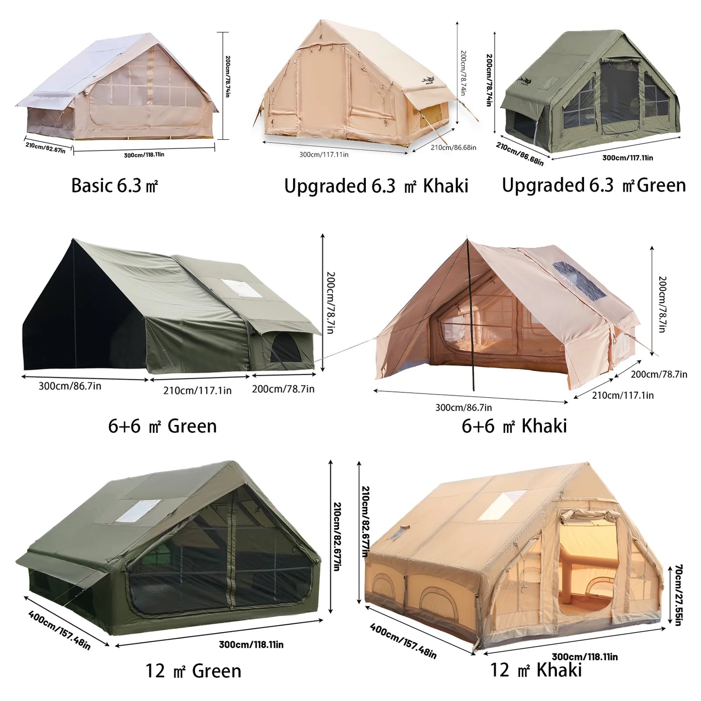 PAKICETUS Large Inflatable Camping Tent with Skylight, Quick Air-Flow & Breathable Mesh Design, Summer Glamping Hot Tents