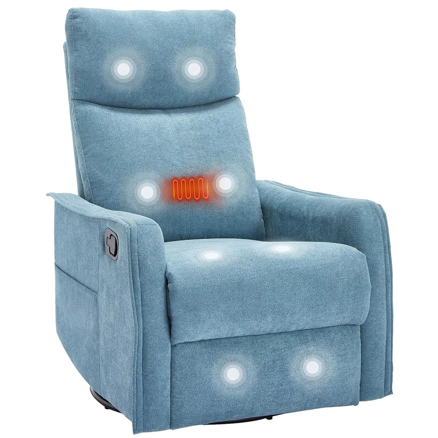 360 Swivel Rocking Recliner Chair for Adults, Nursery Rocking Chair with Heat and Massage, Glider Reclining Chair