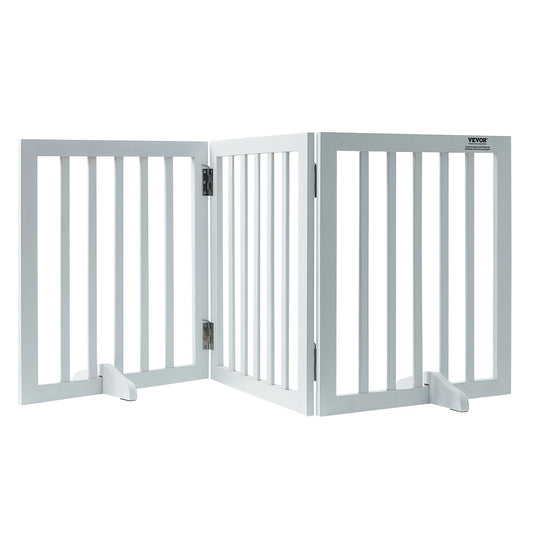 SucceBuy Free Standing Dog Gate Freestanding Pet Gate 3 Panels Foldable Dog Gate for Narrow Passageways Expandable Barrier