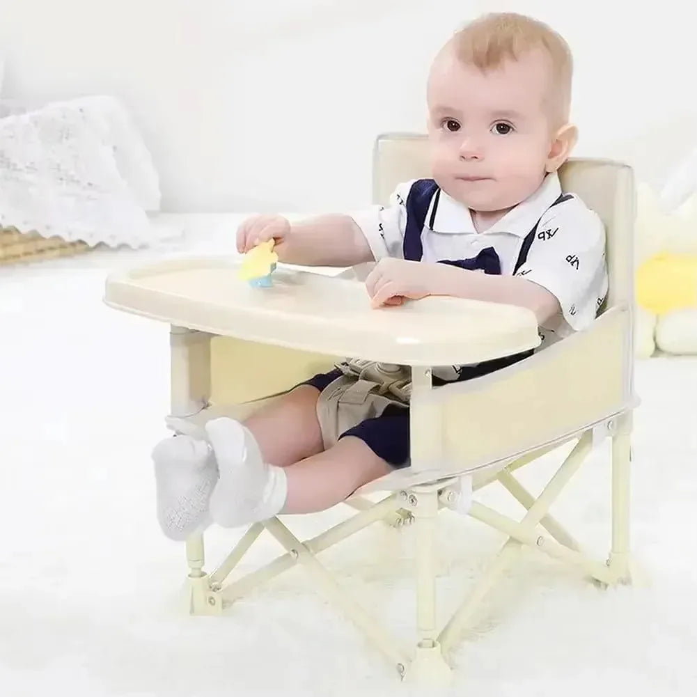 Foldable Portable Baby Dining Chair with Safety Belt & Storage Bag