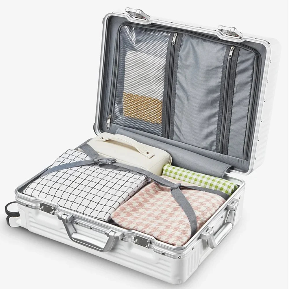 20 Inch Aluminum Rolling Trolley Case Cabin Suitcase Spinner Wheels TSA Locks Travel Luggage With TSA Lock For Men Women