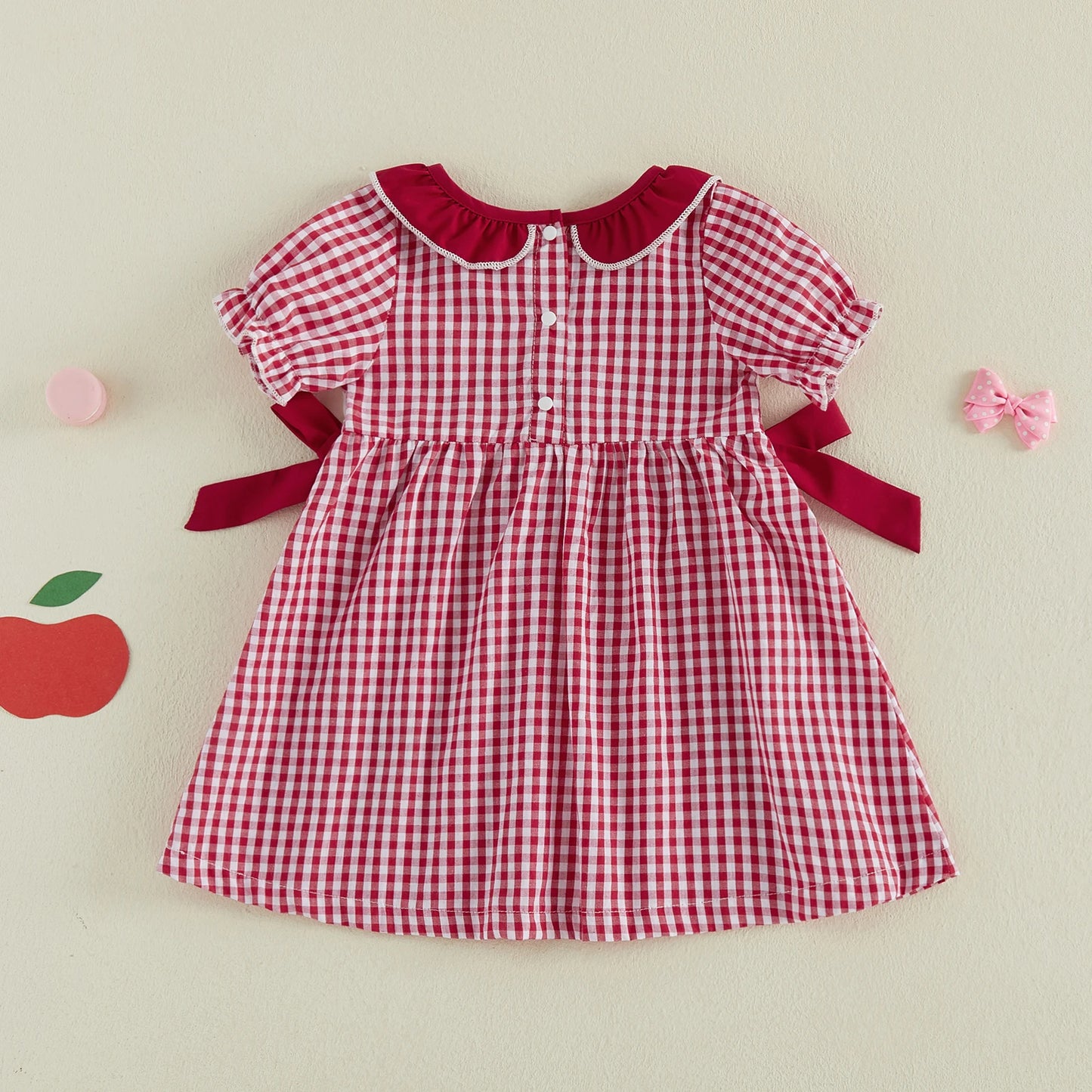 Short Clothes Embroidery Cute Bow Girls Back Girls Back To Cute Bow Short School Toddler-Summer Kids Girls Back