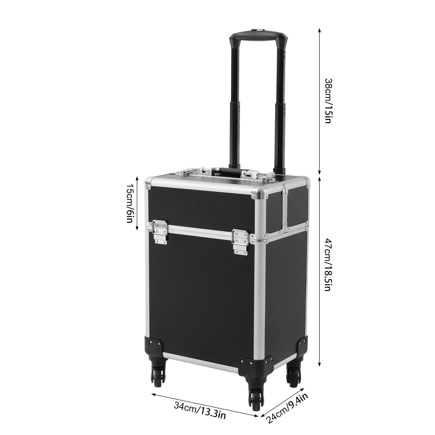 Rolling Makeup Train Case,Cosmetic Trolley with Keys,Hairdressing Travel Case,Large Capacity Trolley Makeup Box,Pink/Black