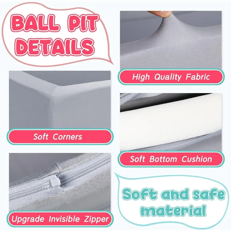 Foam Ball Pit for Toddlers 47.2 x 47.2 x 13.8 Large Square Ball Pits for Soft Baby Playpen Ball Pool Without Balls