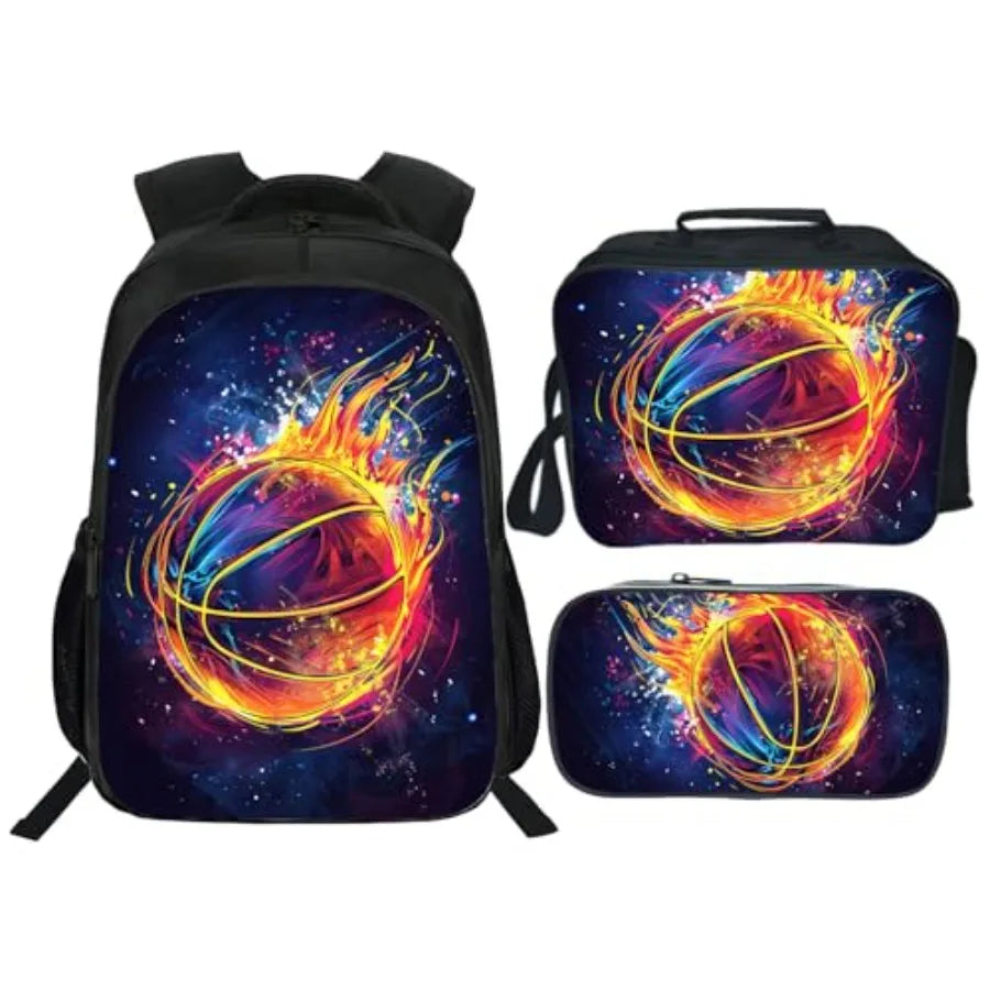 Backpack School Bookbag 16inch Schoolbag With Lunch Box Bag And Pencil Case Set For Boys Girls