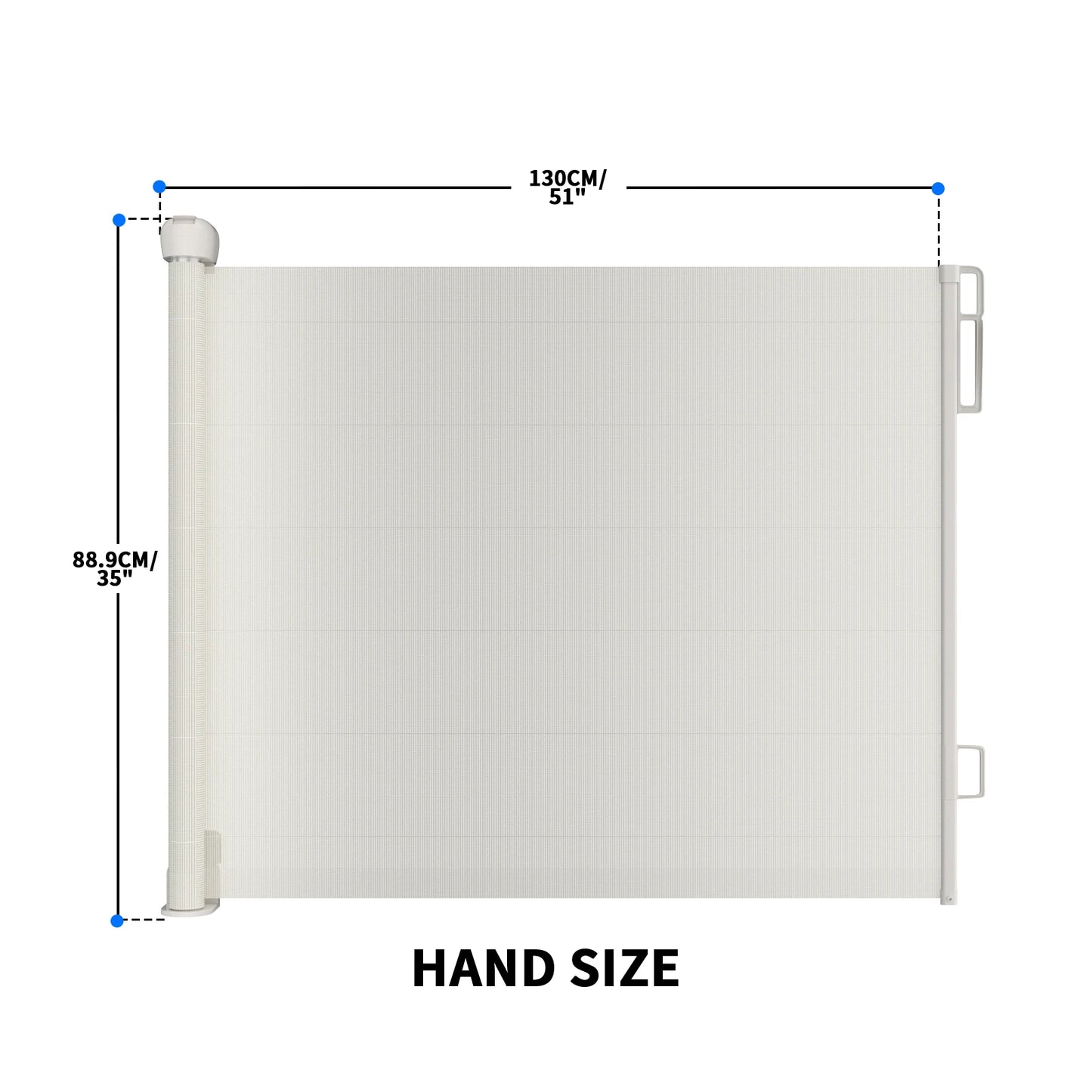Extra Wide Kids Pets Gate Retractable Dog Gate for Babies, White Child Baby Gates, One Handed Operation Mesh Safety
