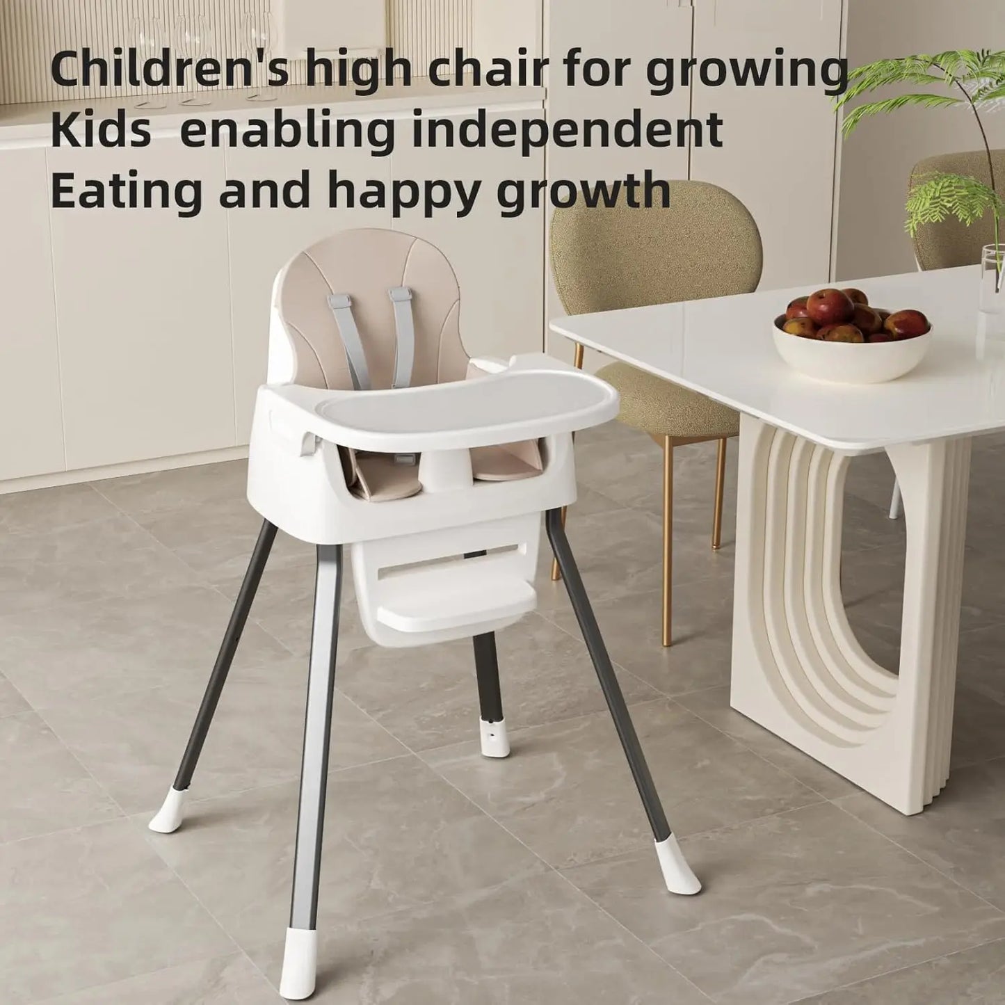 Convertible Baby High Chair with 5-Point Harness, Detachable Tray & Washable Cushion for Infants and Toddlers