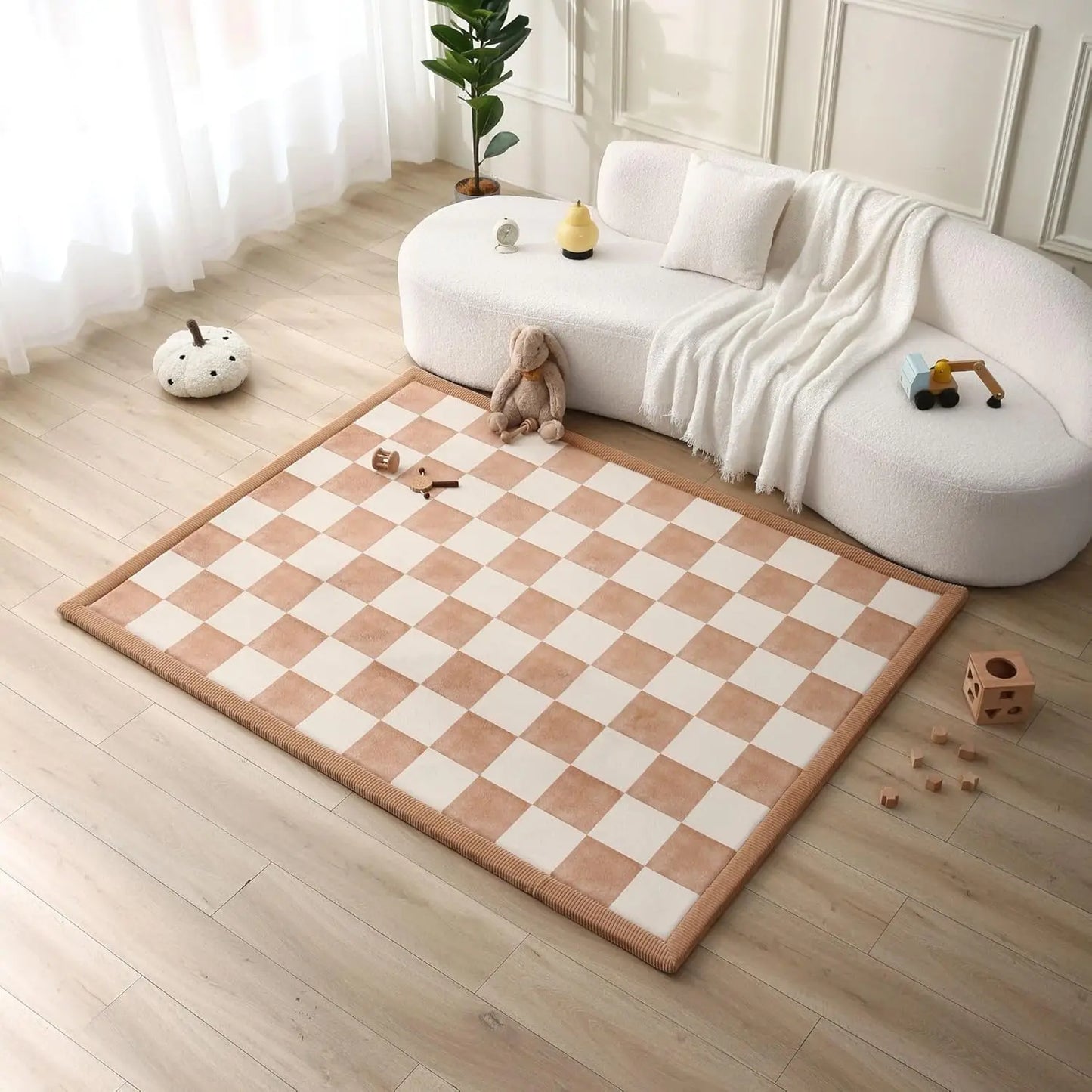 Coral Velvet Memory Foam Crawling Play Mat Non Slip Water Resistant Easy Care Tummy Time Rug For Floor Playpen
