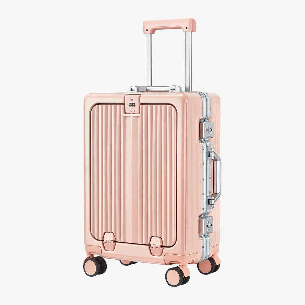 20 Inch Aluminum Rolling Trolley Case Cabin Suitcase Spinner Wheels TSA Locks Travel Luggage With TSA Lock For Men Women