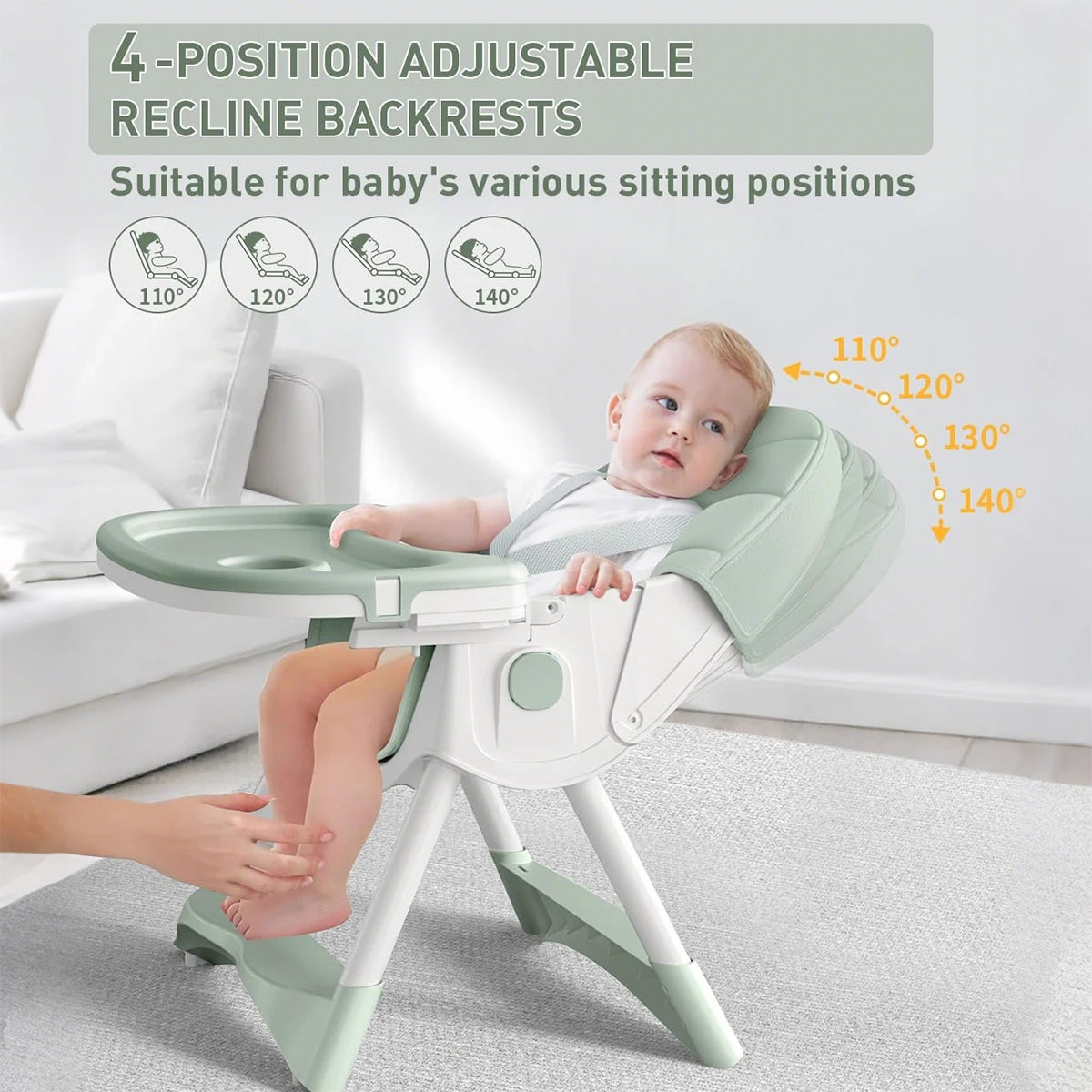 Multifunctional dining chair for folding children, highchair for babies, mobile dining chair for children