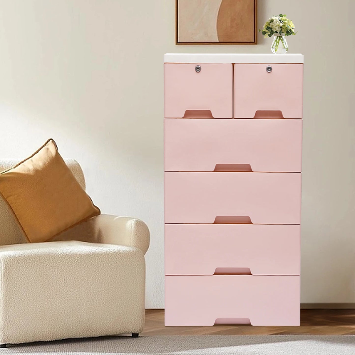 Classic 6 Drawer Plastic Dresser Storage Tower Closet Organizer Unit